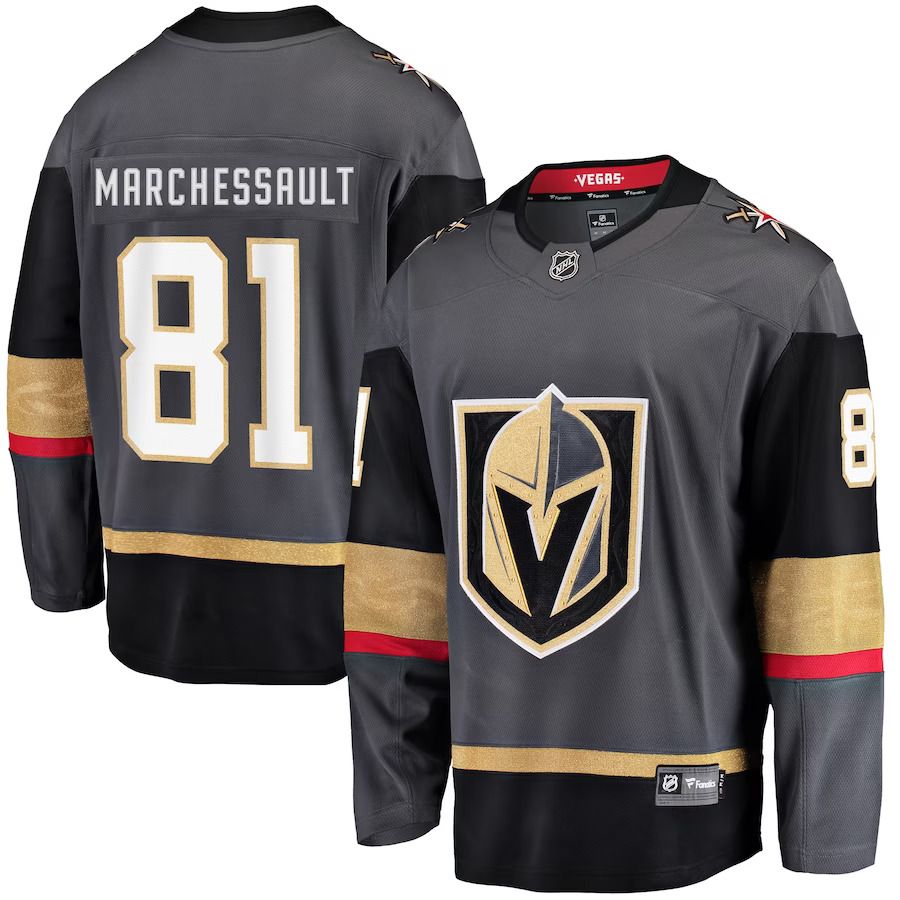 Men Vegas Golden Knights #81 Jonathan Marchessault Fanatics Branded Gray Alternate Breakaway Player NHL Jersey->more nhl jerseys->NHL Jersey